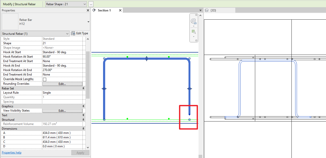 Rebar shape 21 is not correctly displayed after setting Hook Rotation At  Start/End to 90 degrees in Revit
