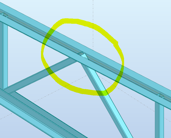 Robot Structural Analysis에서 중공 튜브로 정의된 대각선과 이중 각으로 구성된 현으로 트러스 연결을 설계할