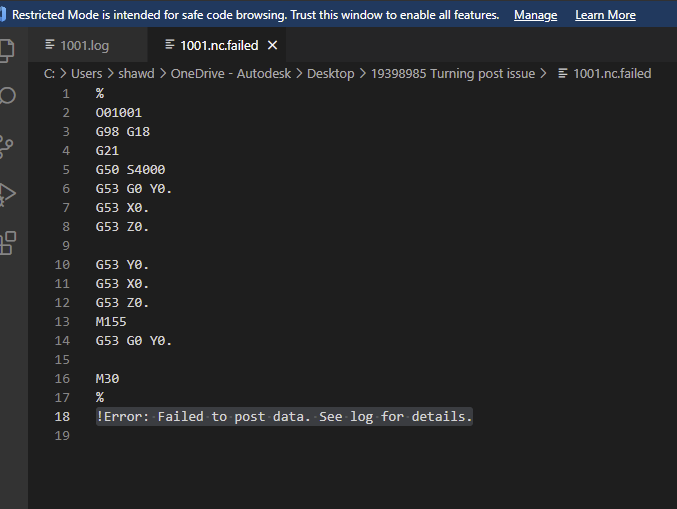 Error:データをポストできませんでした。詳細については、ログを参照し 