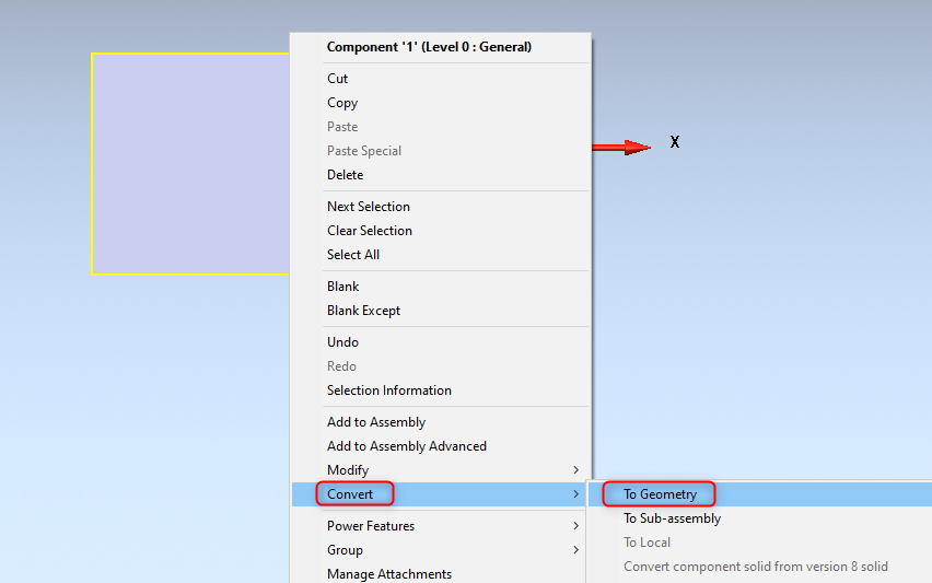 How to convert an assembly component into a solid in PowerShape.