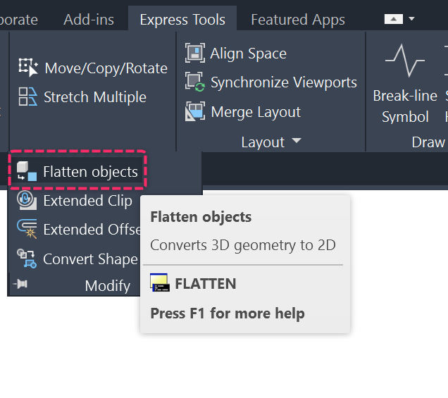 How to flatten a drawing in AutoCAD Products and AutoCAD LT