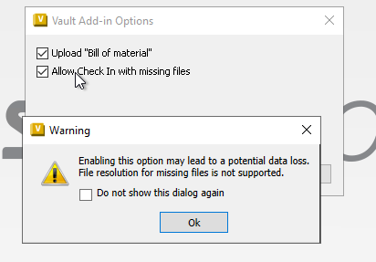 尝试将SolidWorks文件检入到Vault时显示“缺少一个或多个文件”