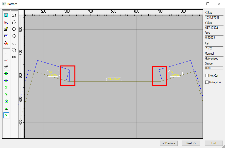 Flange notches on Square To Round items not cut out as expected in CAMduct