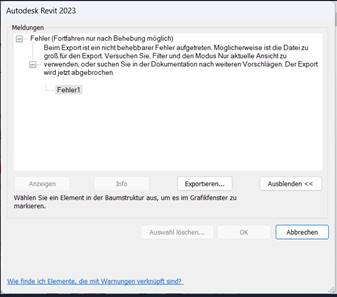 "There has been an unrecoverable error..." when export IFC4 after ...