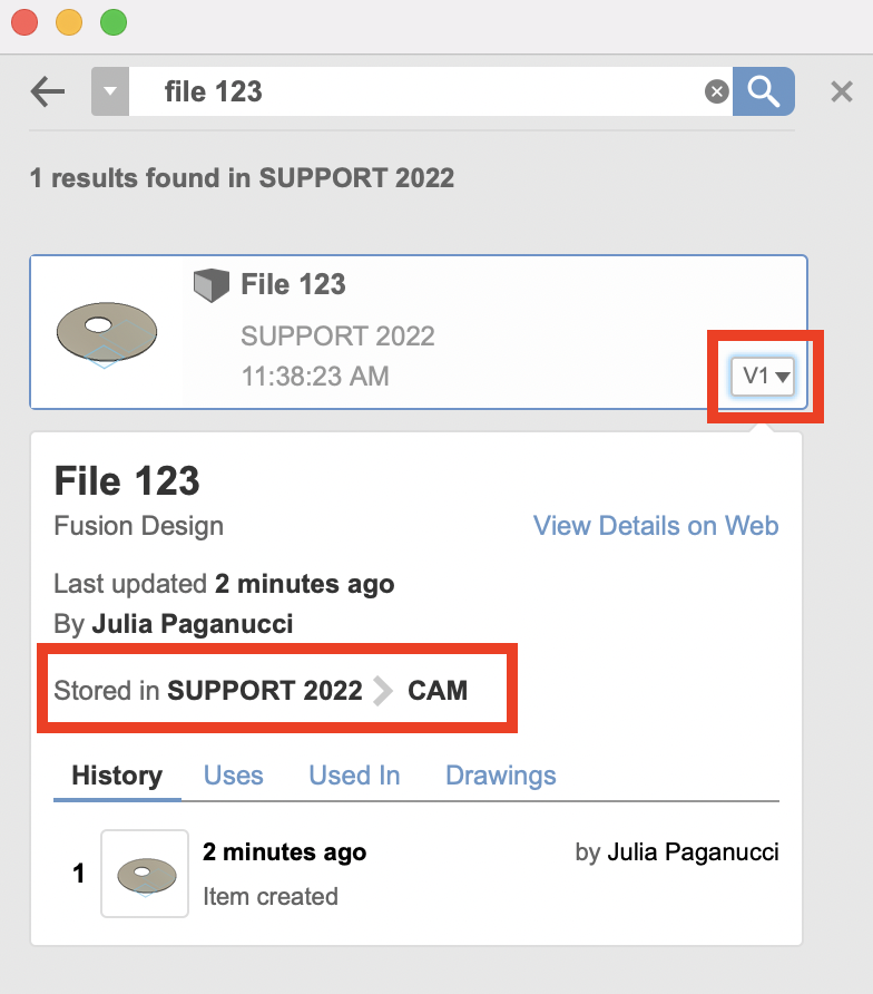 How to determine which folder a file saved in Fusion 360
