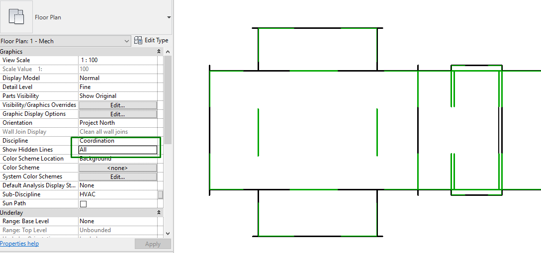 Hidden lines not visible for rectangular Fabrication ducts in Revit plans