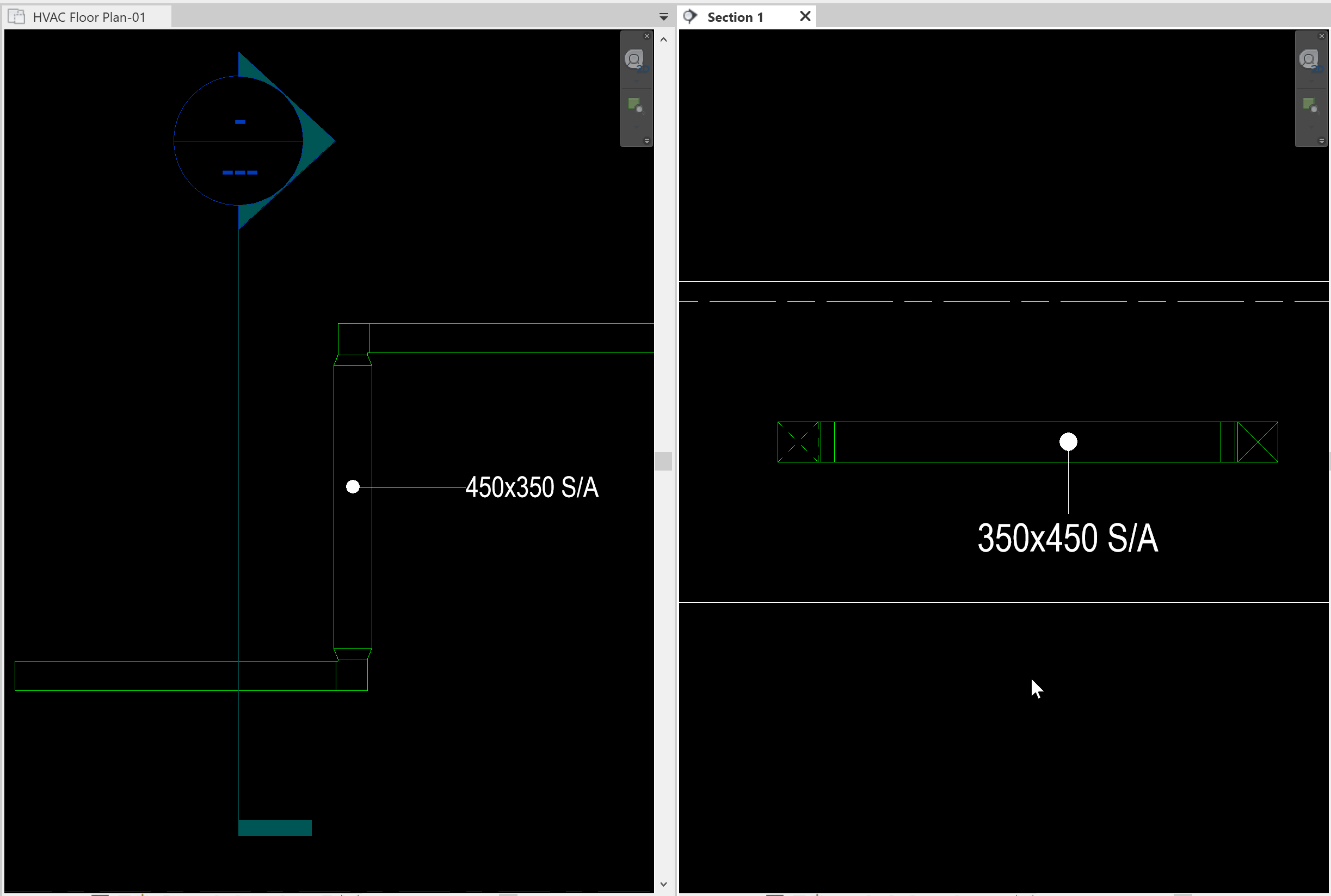 Fabrication Duct width and depth parameters in a duct tag in plan view