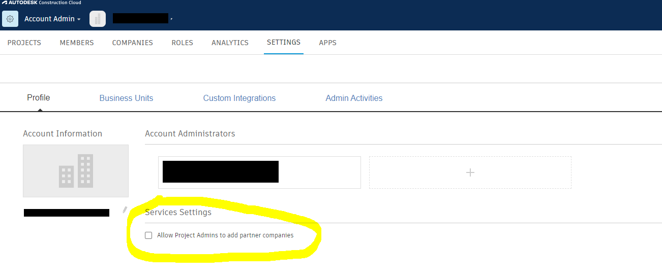 Cannot add new company from the Companies tab in BIM 360 Project Admin