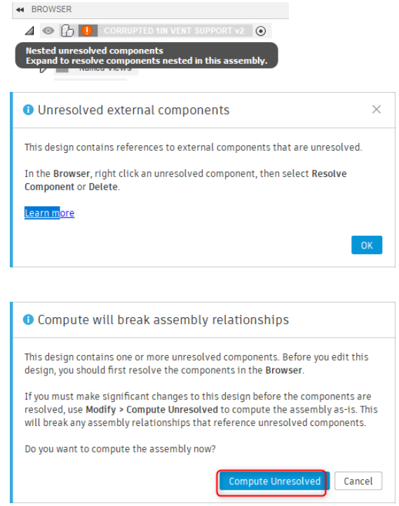 "Nested unresolved components - Expand to resolve components nested in ...