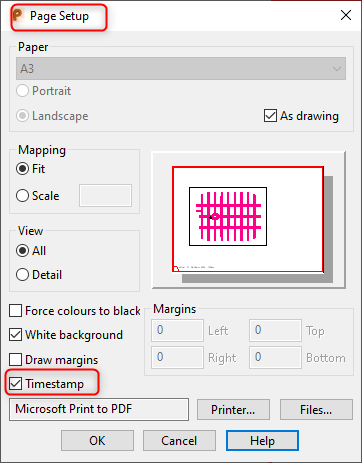 How to turn off 'date' when Printing Drawings in PowerShape