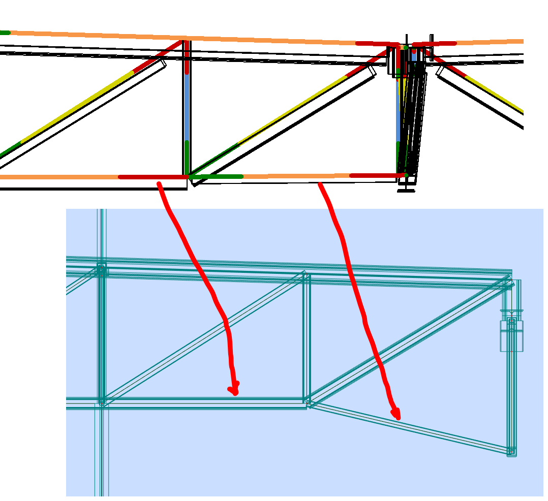 Structural beams and braces incorrectly aligned for model exported from