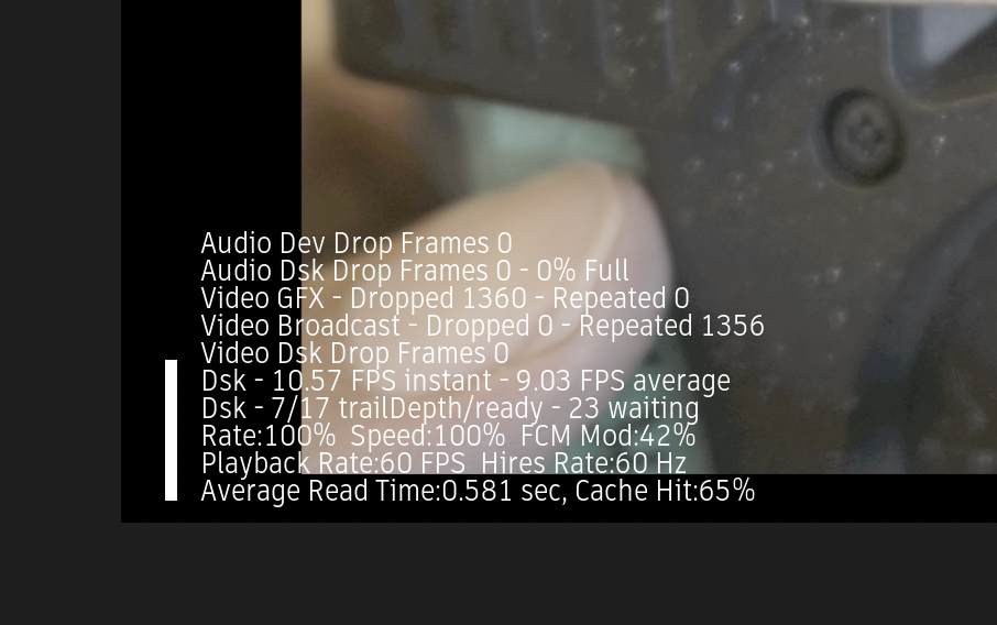 Riproduzione intermittente di fotogrammi di drop frame con video GFX in