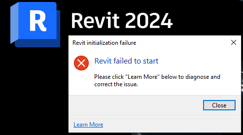 Revitの起動時に「Revitが起動できませんでした」または「RevitWorker 