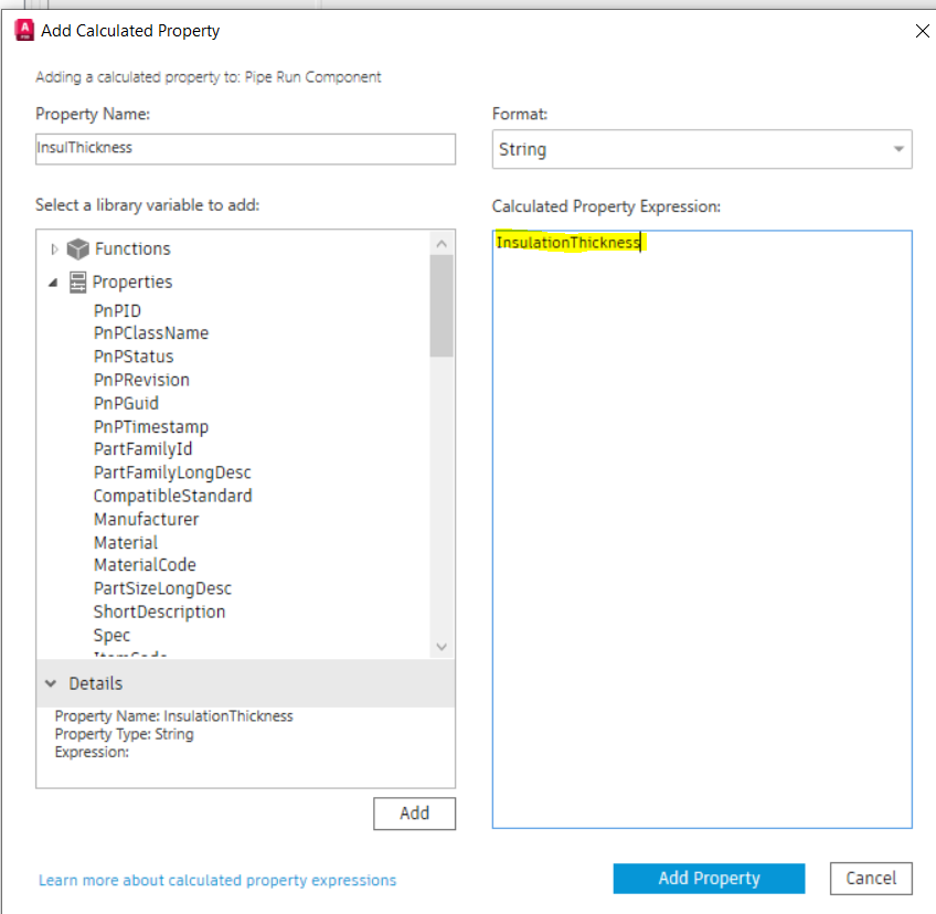 Insulation thickness change of property is not shown in isometric