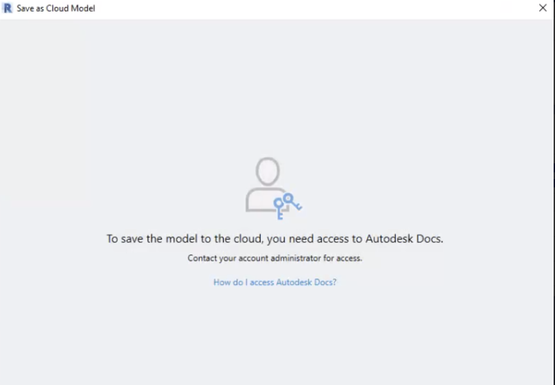 "To save the model to the cloud, you need access to Autodesk Forma Data ...
