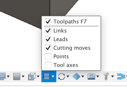 How to change visibility of toolpaths in Fusion Manufacture