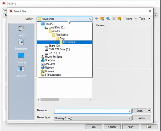 Update Title and Revision list path to custom path in AutoCAD Mechanical