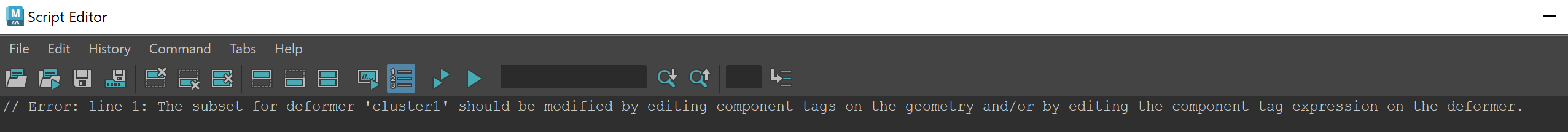 „Error: The subset for deformer ‘cluster1’ should be modified” when ...
