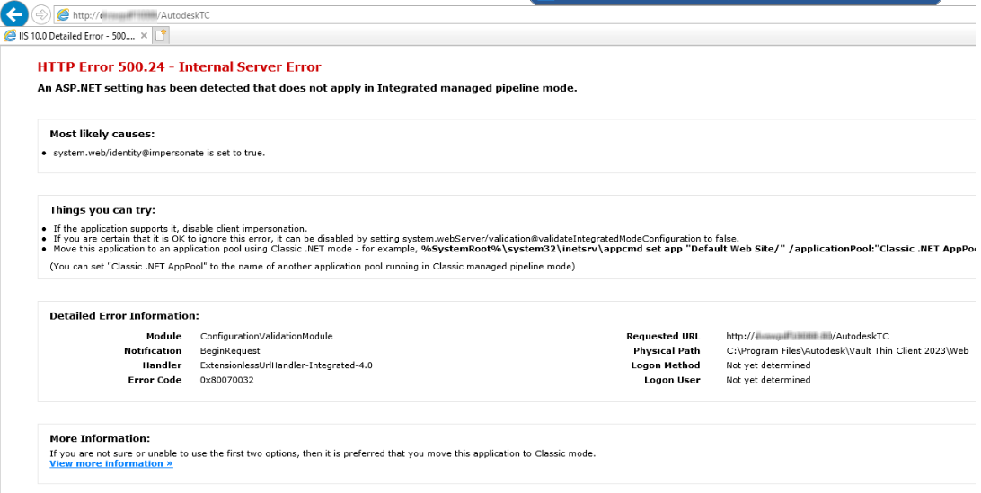 Troubleshooting Steps for a MyFIT “Error 500 – Internal Server