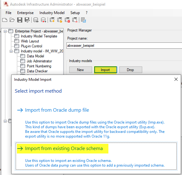 Import Oracle DMP to Infrastructure Administrator crash in AutoCAD Map