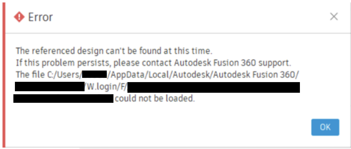 "The Referenced Design Can't Be Found At This Time" When Opening A File ...