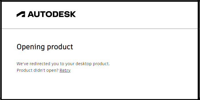 製品を開く。デスクトップ製品にリダイレクトしました」という