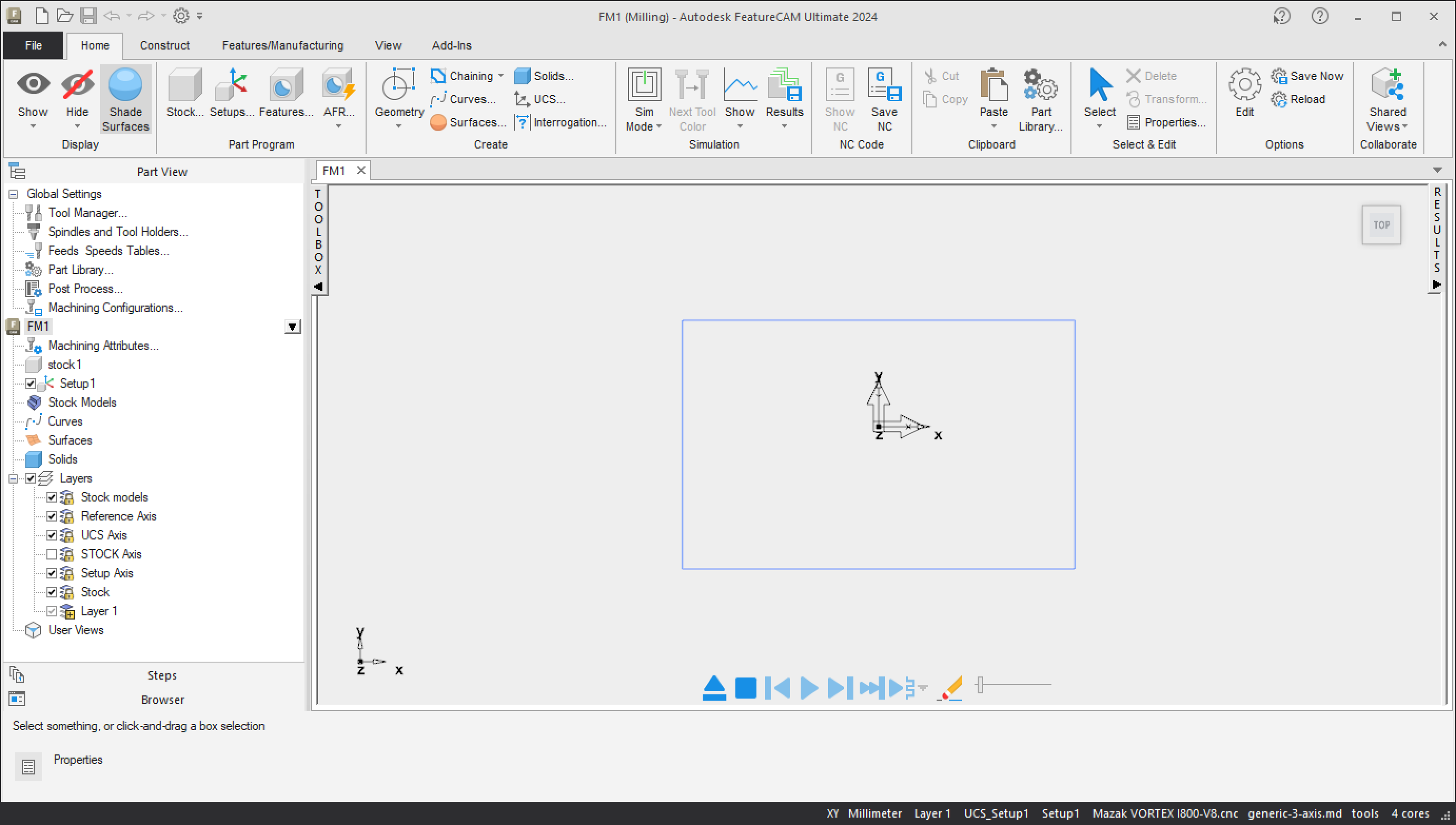 Status bar disappearing in FeatureCAM