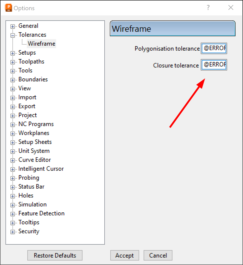 Surfaces not selected as expected in PowerMill