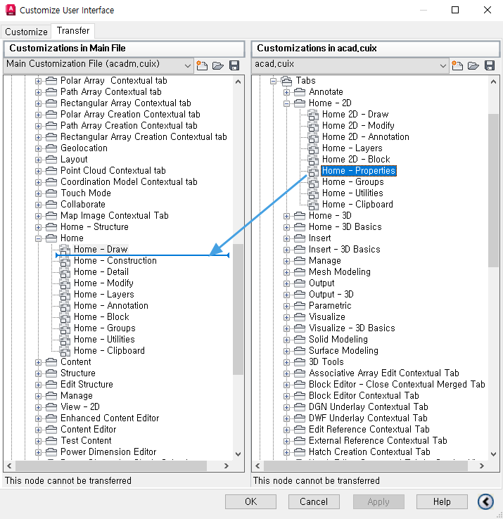 How to add AutoCAD ribbons or parts of them in AutoCAD Mechanical