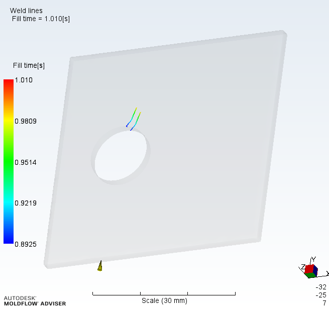 Weld lines do not show set result when exported as MFR file in Moldflow