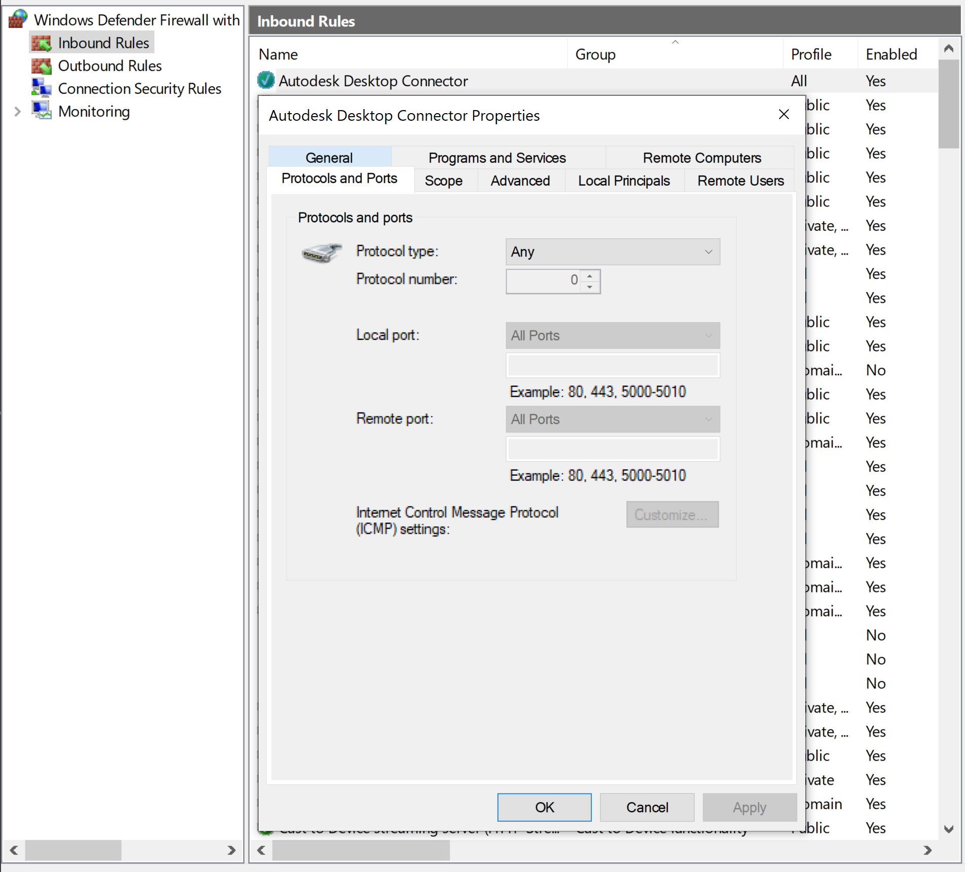 Windows Defender Firewall General Tab