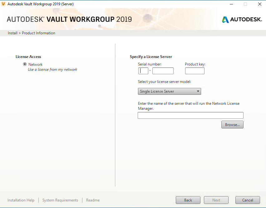 Product Key and Serial number for Vault Server installations