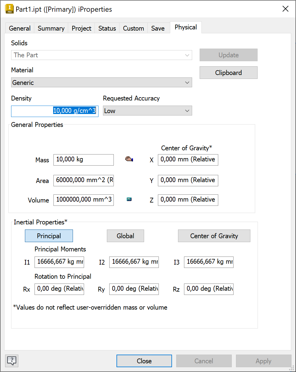 Mass differs from the expected value when a cut on assembly level removes material in Inventor