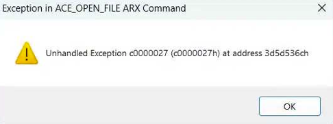 AutoCAD Electrical 中出现错误“ACE_OPEN_FILE ARX 命令中出现异常”