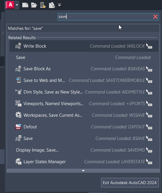 Cannot search for drawing files from the App menu search in AutoCAD