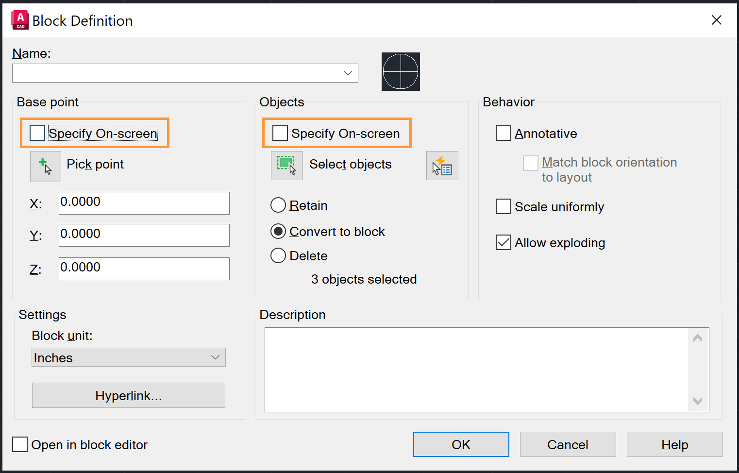 BLOCK command doesn't convert selected objects to block definition in  AutoCAD