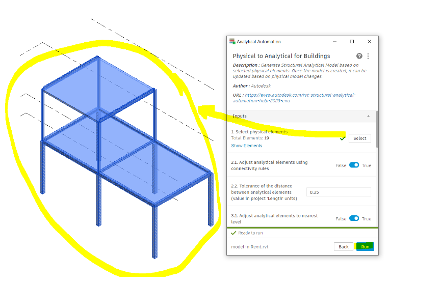 Revit 2024에서 Robot Structural Analysis 2024로 모형을 내보내고 Revit에서 수정한 후