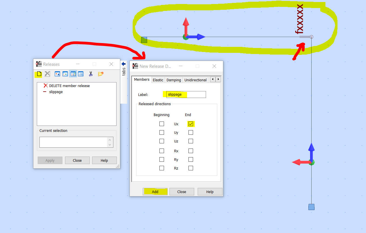 How to define member release with slippage in Robot Structural Analysis