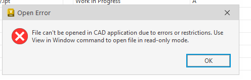 "Open Error: File can't be opened in CAD application ..." when trying ...