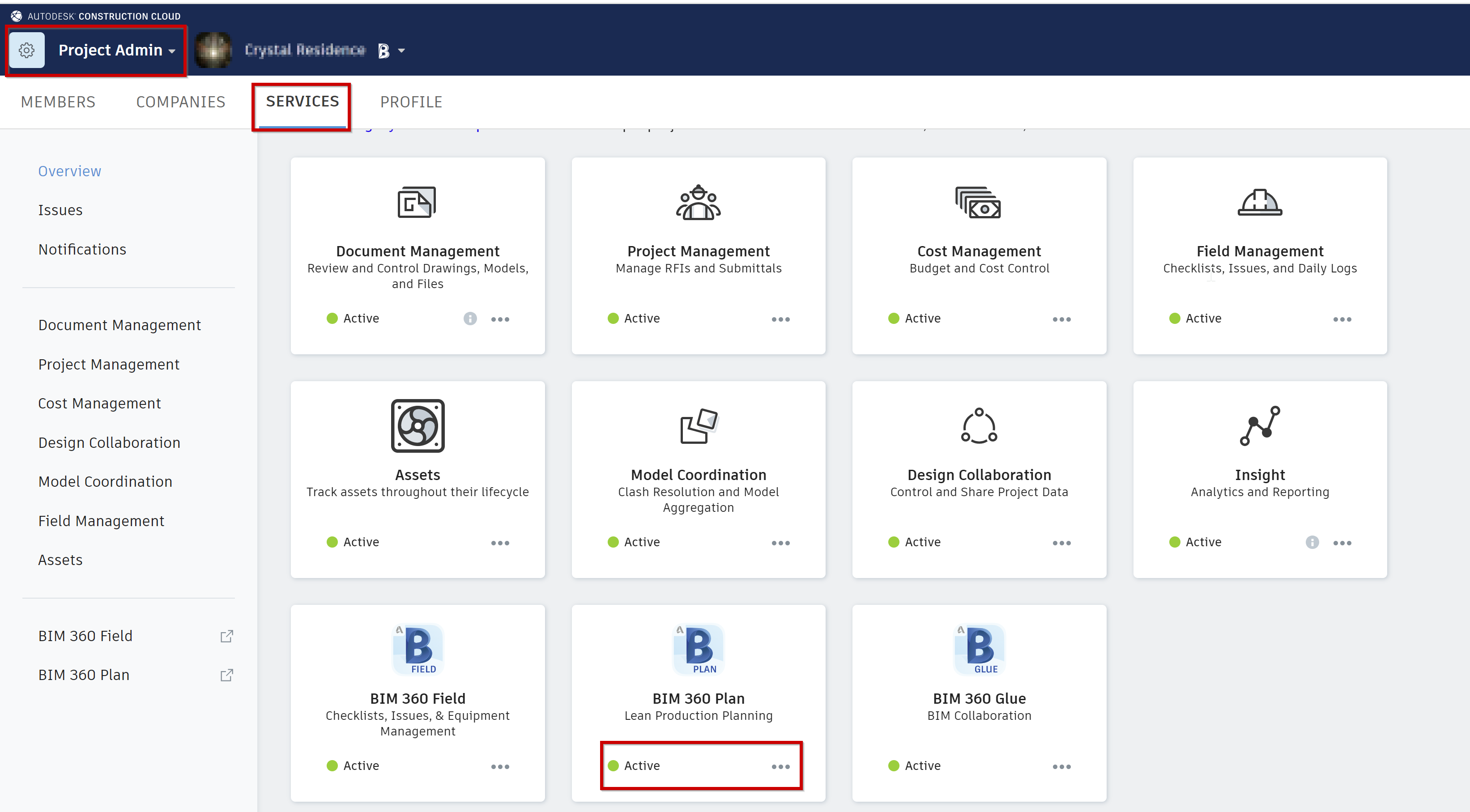 Account Admin doesn't have access to BIM 360 Plan, Field, or Glue project