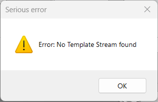 After hitting the update button on an assembly a Serious Error - No ...