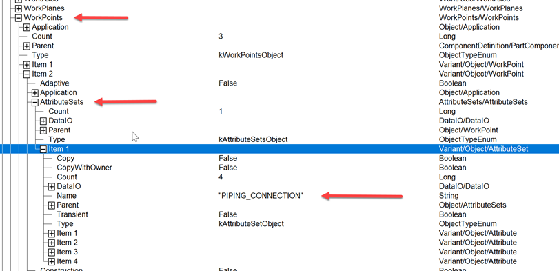 Identify a Tube&Pipe connections point with the API in Inventor