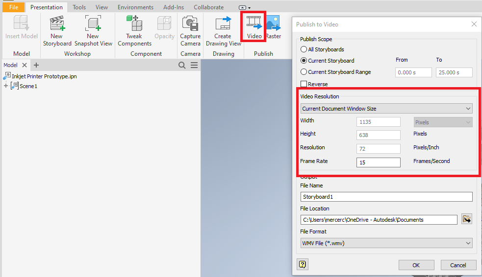 inventor presentation video resolution