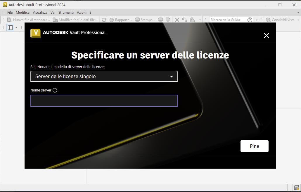 Launching Vault Professional asks for a License Server Name