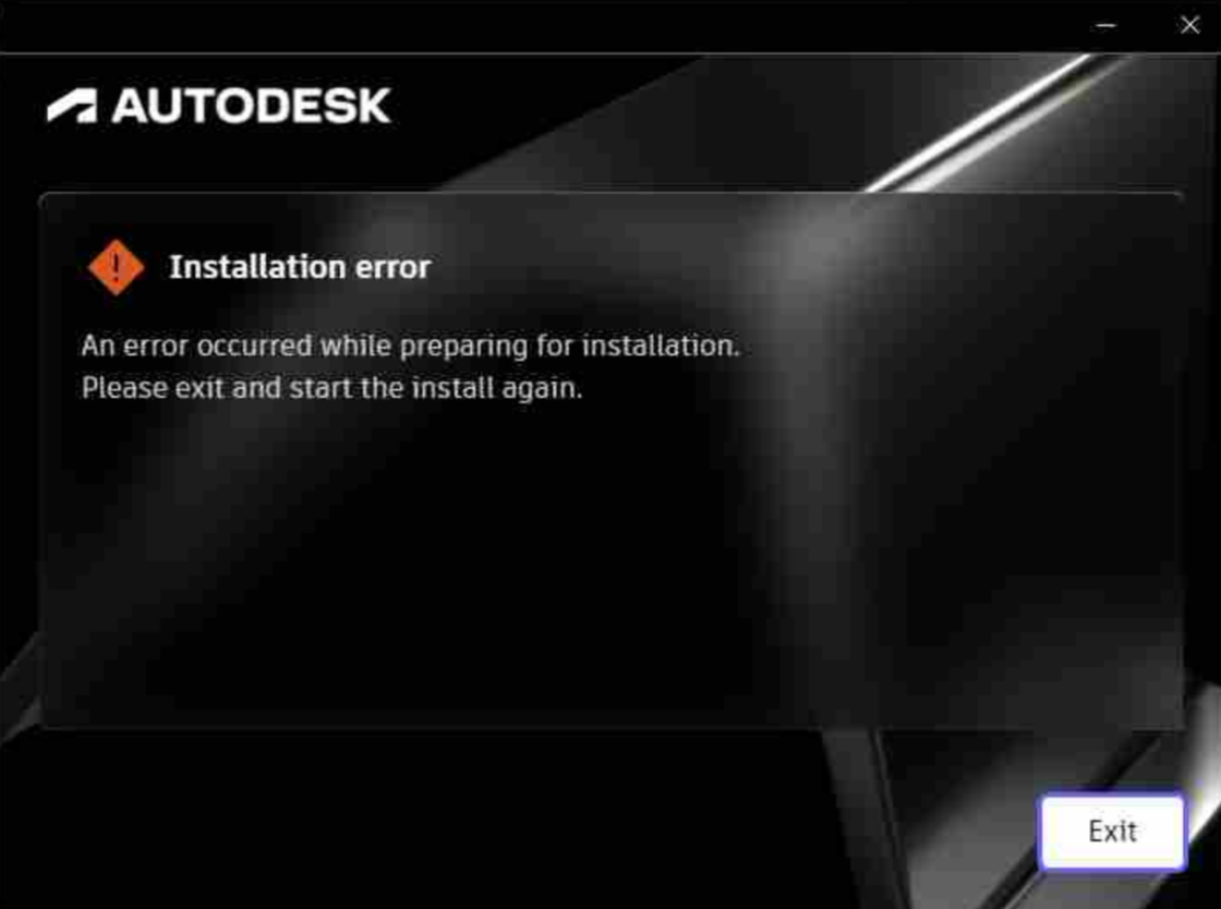 "Installation error. An error occurred while preparing for installation