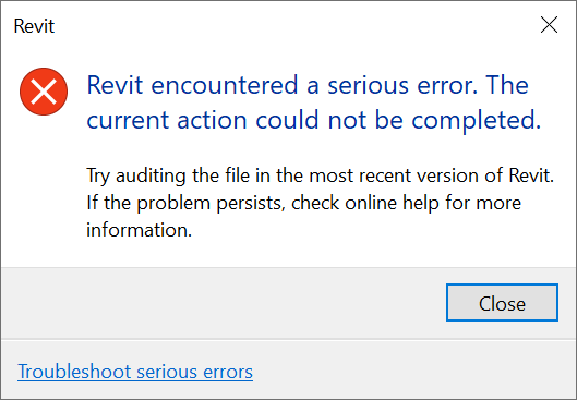 Revit serious error