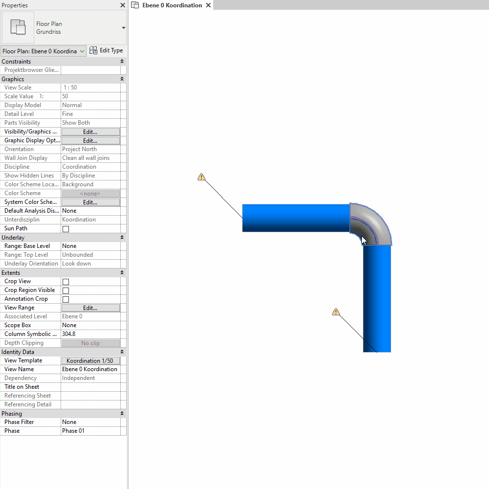 "Changing the family for a MEP fitting might cause unexpected results" is displayed when bend is