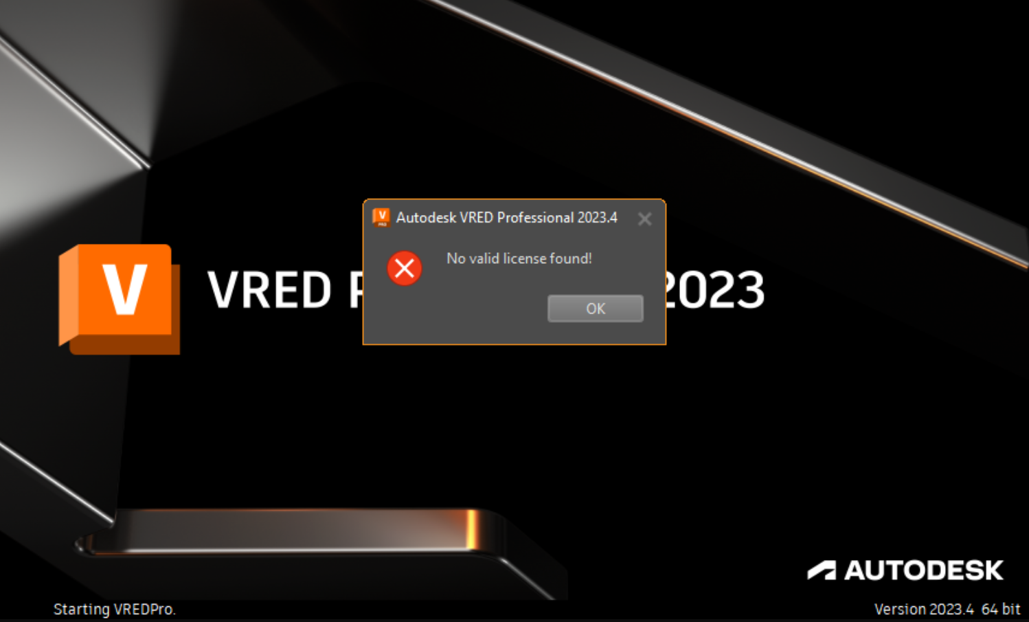 VRED Professional を開いたときに「有効なライセンスが見つかりません