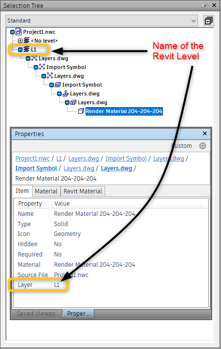 Layer information for attached DWG is not exported to NWC created with ...