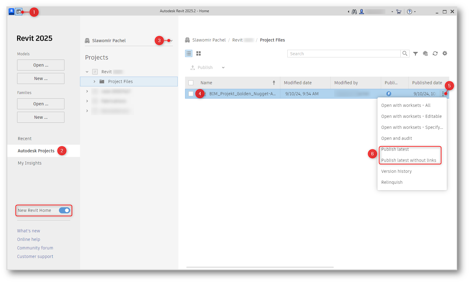 How to publish latest Cloud Models using the New Revit Home interface